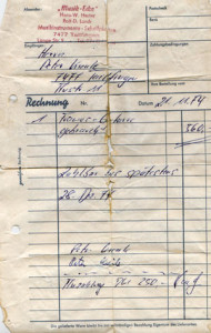 Original invoice - found in the back of the guitar